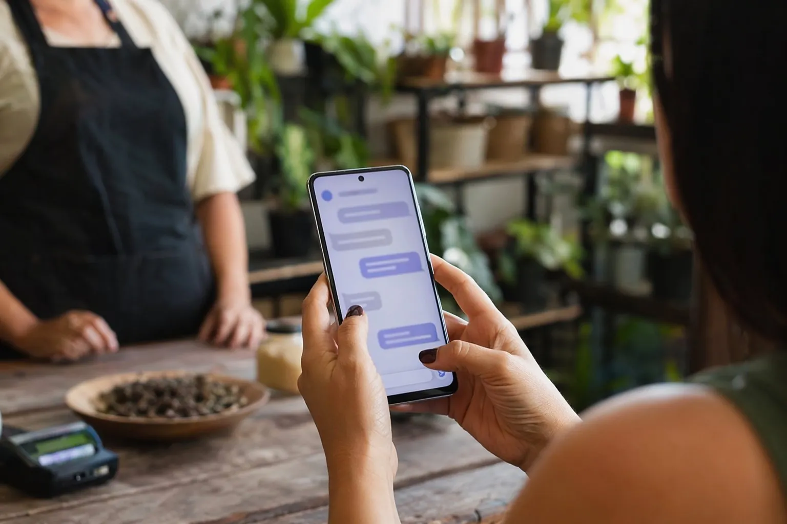 Tela de celular mostrando uma resposta do ChatGPT recomendando empresas locais
